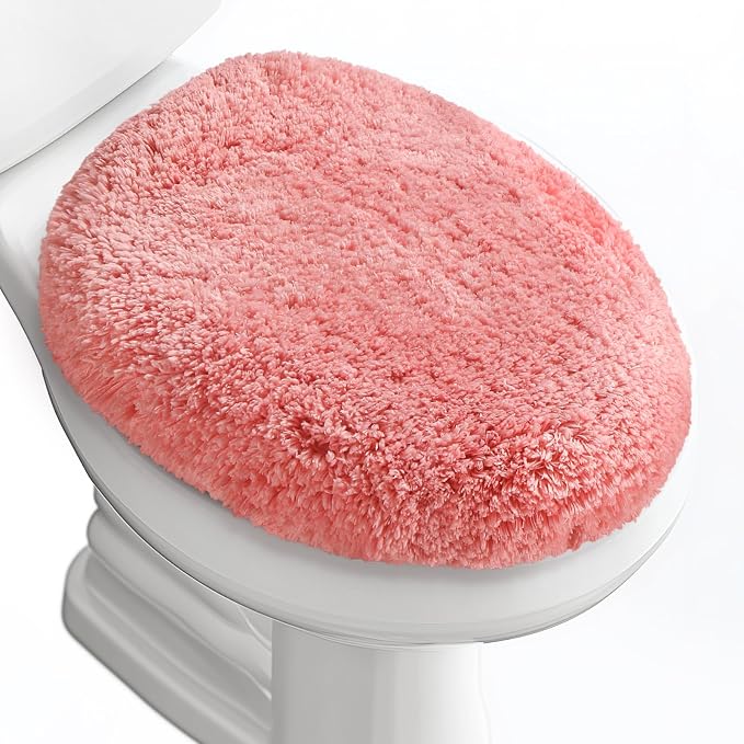 Microfiber Elongated Toilet Seat Cover 19.5"x 15" Machine Washable Solid Toilet by Baahrnom