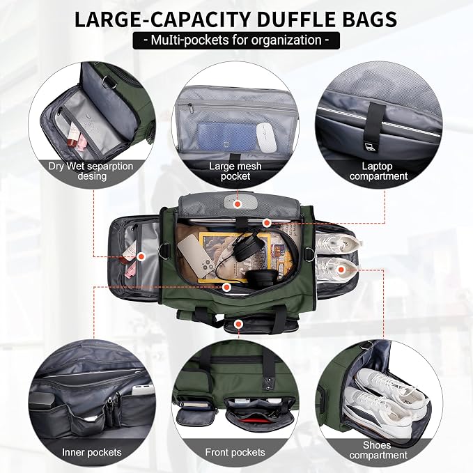 WITZMAN Travel Duffel Bags for Men Large Carry On Weekender Overnight Bag 3 in - Image 3