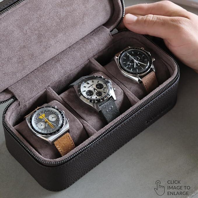 TAWBURY 3 Watch Case Top-Grain Genuine Leather Travel Case Roll - Image 2