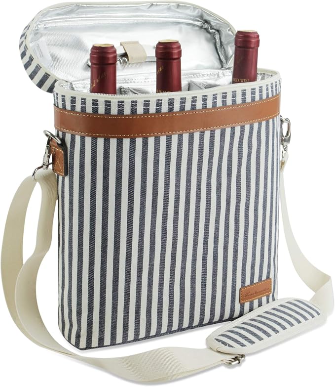ZORMY 3 Bottle Insulated Wine Tote Cooler Bag, Portable Wine Carrier by ZORMY