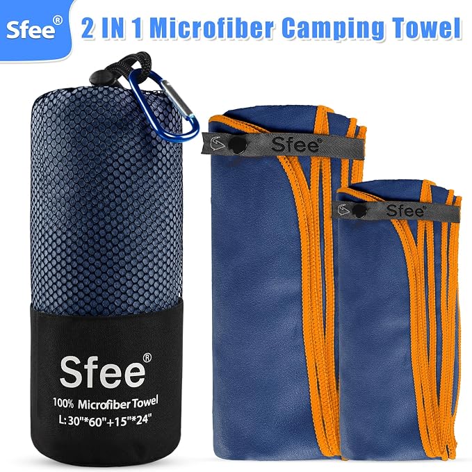 Sfee 2 Pack Microfiber Travel Towel, Quick Dry Towel Camping Towel Beach Towel - Image 6