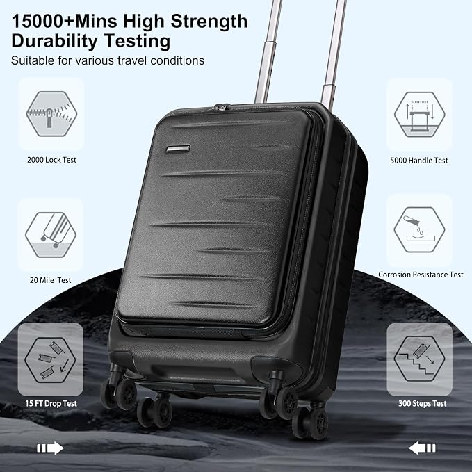 Carry On Luggage 22×14×9 Airline Approved, 20 Inch Lightweight ABS+PC Hard - Image 7