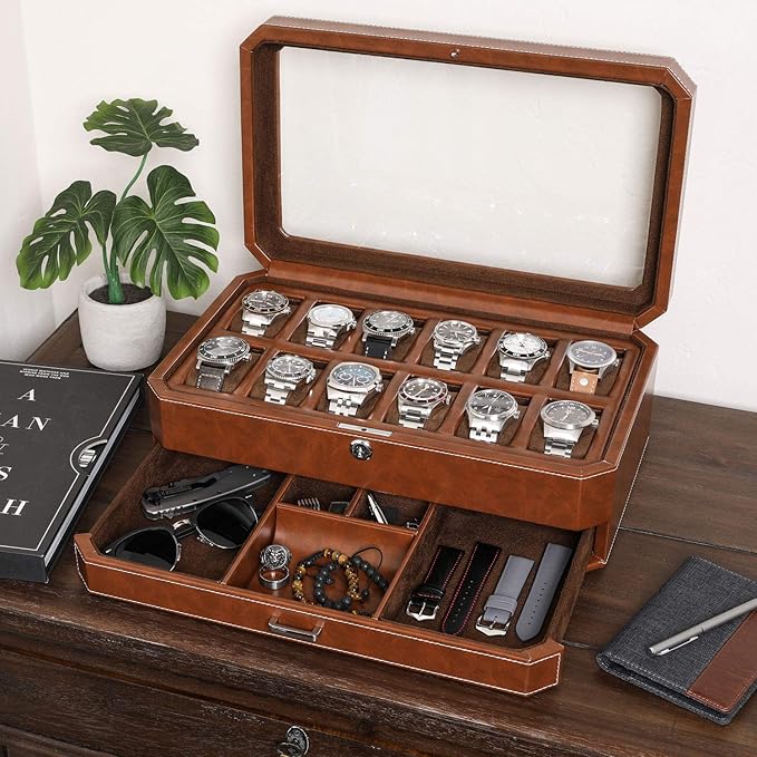 ROTHWELL 12 Slot Leather Watch Box - Image 3