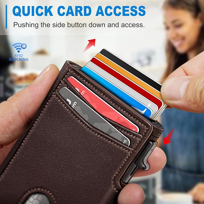 Men Wallet, with Money Clip Coins Pocket ID Window, Slim Front Pocket RFID - Image 5