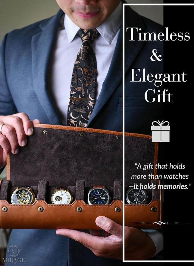 4 Watch Travel Case for Men – Leather Watch Roll Case Storage for Travel - Image 3