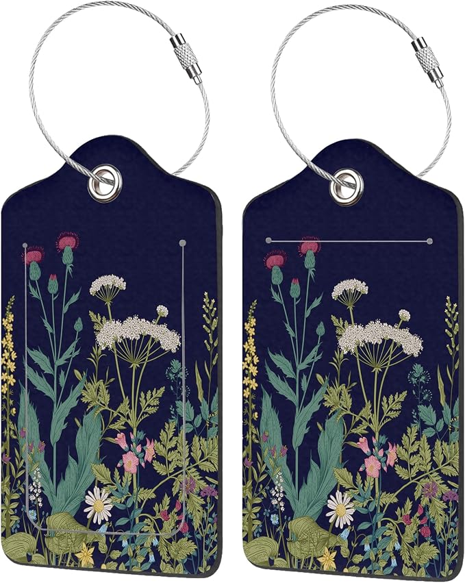 2 Pack Luggage Tags for Suitcases, Herbs and Wild Flowers Luggage Tag, PU by EOBKLAX