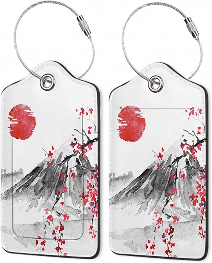 2Pcs Luggage Tag for Suitcase Japanese Cherry Blossom Cute Suitcase Tag by Gearsly