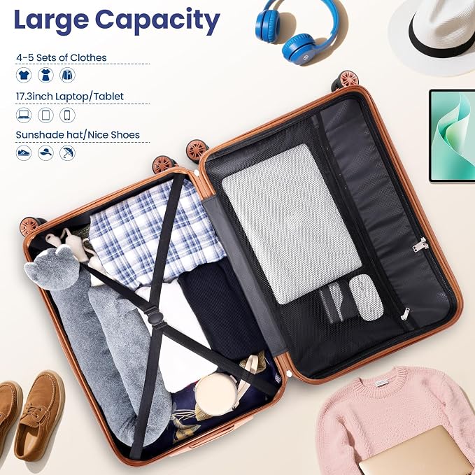 Hoteel 6 Piece Luggage Set Carry on ABS+PC Hard Shell Suitcase - Image 6