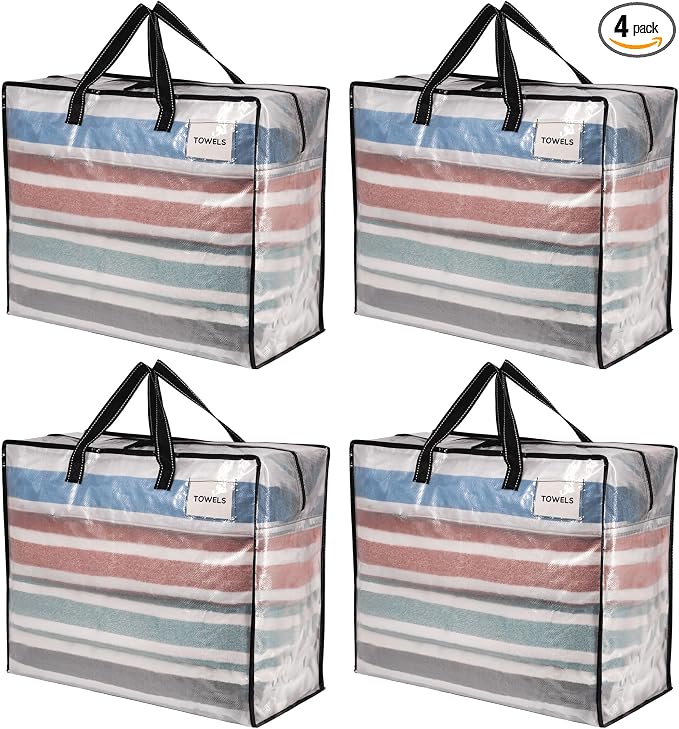 VENO 4 Pack Heavy Duty Moving Bags, Storage Bags, Packing Supplies, Top Zipper by Veno