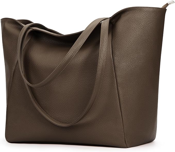 KALIDI Large Tote Bag Vegan Leather Casual Zipper Work Bag Weekender Hobo by KALIDI