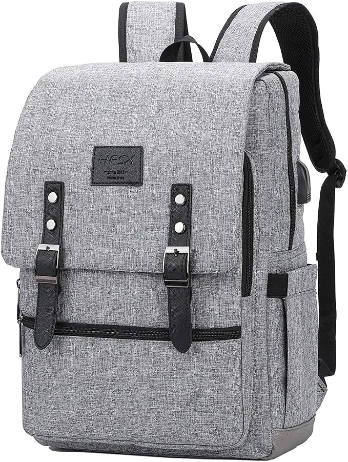 HFSX Vintage Backpack Anti Theft Laptop Backpack Men Women Business Travel by HFSX