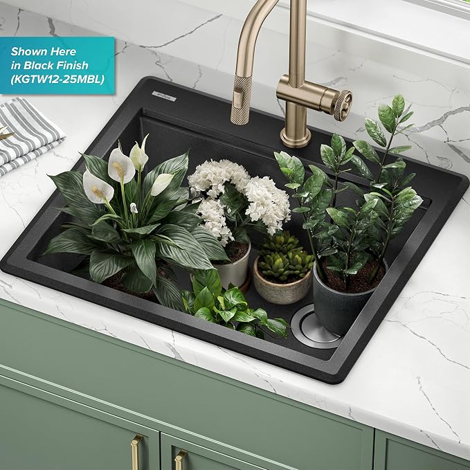 KRAUS Bellucci 25-inch Granite Workstation Drop In Top Mount Single Bowl - Image 12