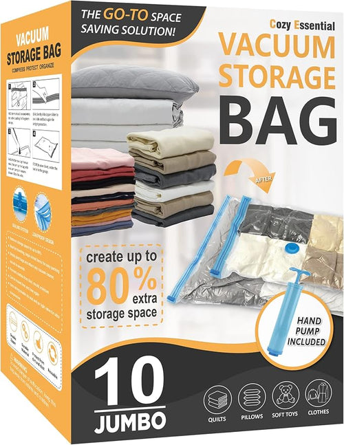 10 Jumbo Vacuum Storage Bags, Space Saver Bags Compression Storage Bags by CozyEssential