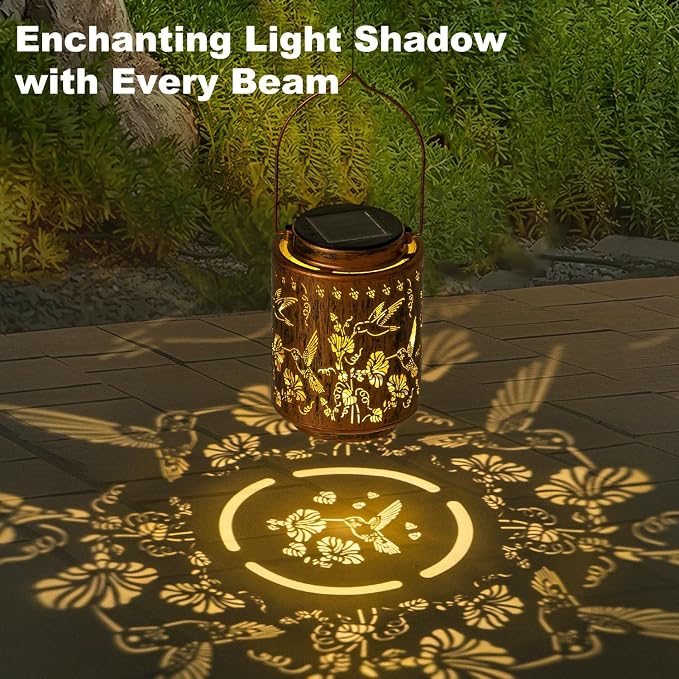 Outdoor Solar Lantern Waterproof Decorative Hummingbird and Trumpet Flower - Image 5