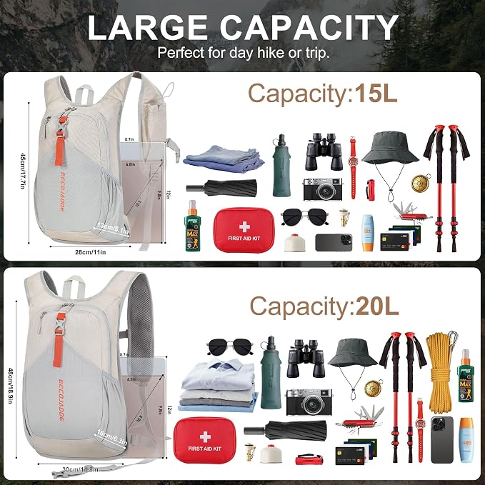 20L Small Hiking Backpack for Men Women Foldable Packable Back Pack Ultralight - Image 5