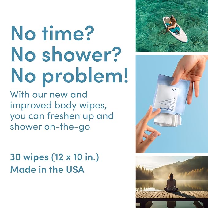 YUNI Beauty Large Body Wipes Super Soft Moist Showerless Wipes that Cleanse & - Image 3