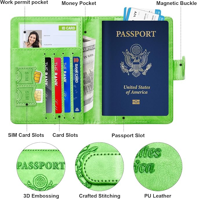 Herain Passport Holder for Travel Cruise Essentials, RFID Passports Book Card - Image 4