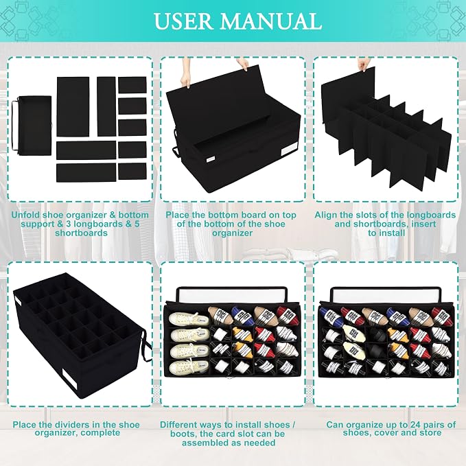 Luvhomee Shoe Storage Organizer, Fits 24 Pairs, Large Shoe Organizer Box - Image 6