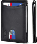 SERMAN BRANDS RFID Blocking Slim Bifold Genuine Leather Minimalist Front Pocket by SERMANBRANDS