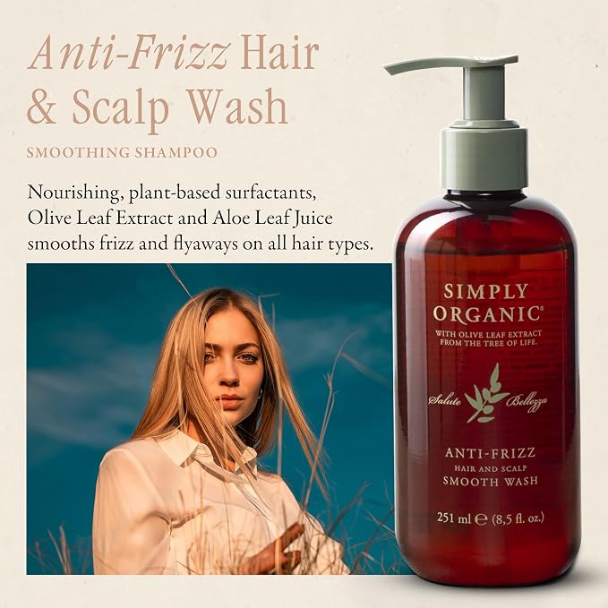 SIMPLY ORGANIC Frizz Control Hair Shampoo Scalp Wash Made in Italy, All Natural - Image 2
