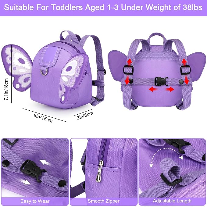 Accmor Toddler Harness Backpack Leash, Cute Butterfly Kid Backpacks - Image 3