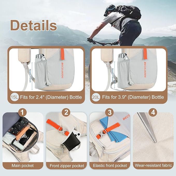 15L Small Hiking Backpack for Men Women Foldable Packable Back Pack Ultralight - Image 3
