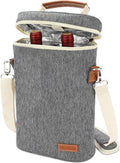 ZORMY 2 Bottle Insulated Wine Tote Bag, Wine Carrier Travel Padded Cooler Bag by ZORMY