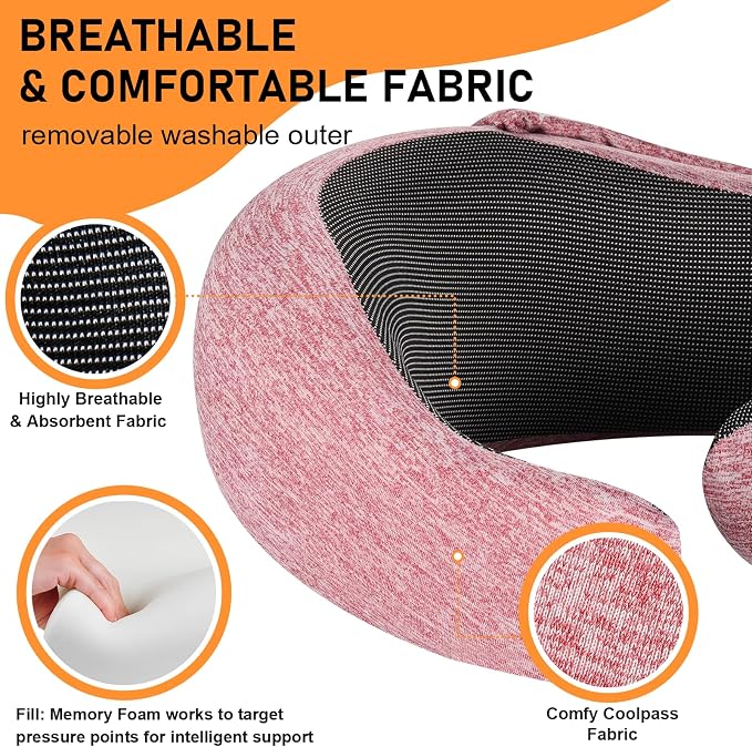 Travel Pillow - Hooded Neck Pillow Airplane Memory Foam Filling - Image 3