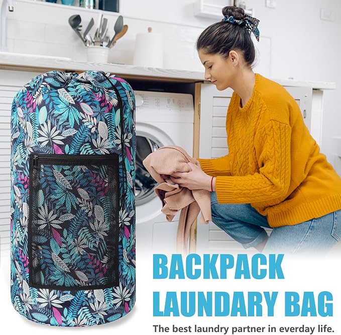 Portable with Adjustable Shoulder Straps Travel Dirty Laundry Bag, with - Image 2