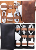 HARDISTON Custom Genuine Leather Electronic Cable Organizer Bag Handmade Travel by HARDISTON