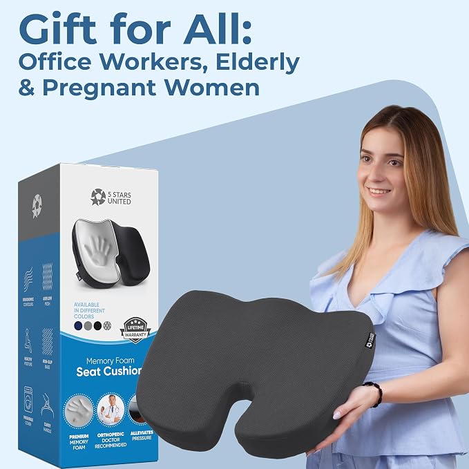5 STARS UNITED Seat Cushion for Tailbone Pain Relief – Large Memory Foam - Image 8