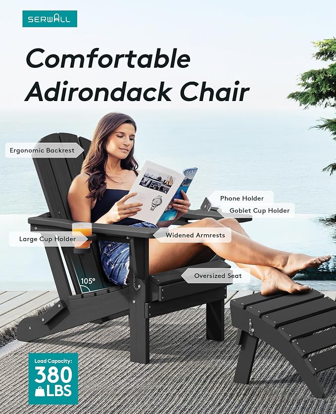 SERWALL HDPE Folding Adirondack Chair - Image 4