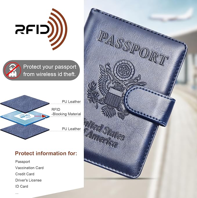 Herain Passport Holder for Travel Cruise Essentials, RFID Passports Book Card - Image 5