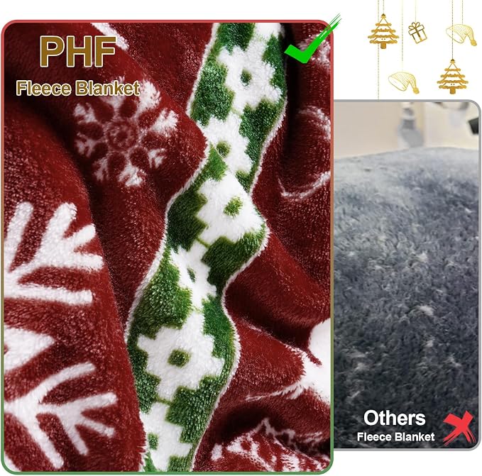 PHF Printed Fleece Throw Blanket, No Shed No Pilling Ultra Soft Plush Cozy Xmas - Image 4