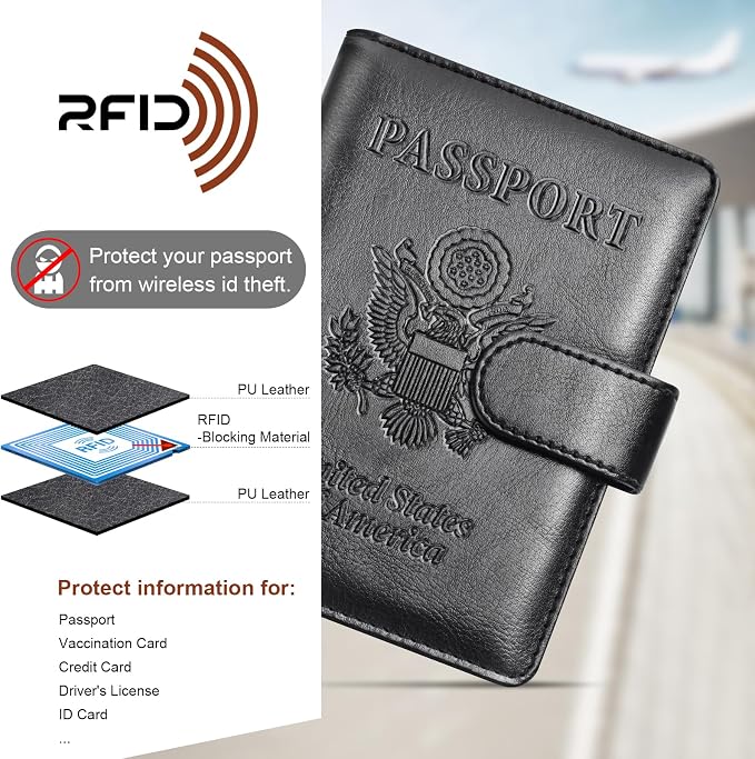 Herain Passport Holder for Travel Cruise Essentials, RFID Passports Book Card - Image 5