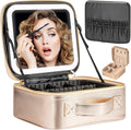Makeup Travel Train Case with Mirror LED Light 3 Adjustable Brightness Large by Extrei+Gent