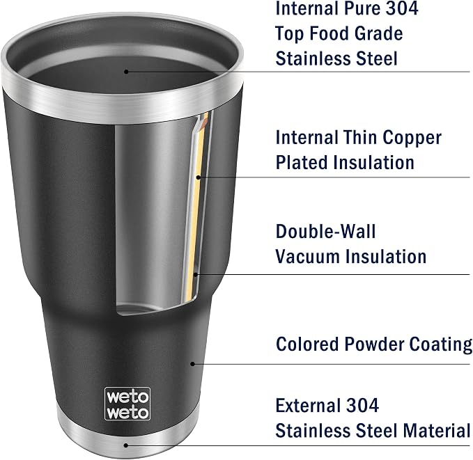 WETOWETO 30oz Tumbler, Stainless Steel Vacuum Insulated Water Coffee Tumbler Cup - Image 5
