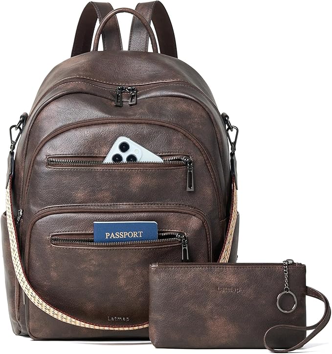 Backpack Purse for Women Laptop Backpack, Leather Travel Backpack Shoulder Bag by LATMAP