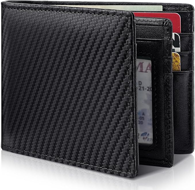 Mens Wallet Genuine Leather Bifold RFID Blocking Wallet by Artpaxy