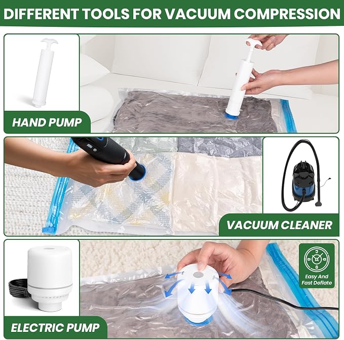 Vacuum Storage Bags, Comforters, Pillows-5 Jumbo+5Large Space Bag Vacuumm - Image 7