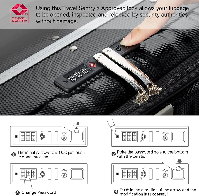 Hanke 24 Inch Checked Luggage PC Hard Shell Suitcases - Image 7