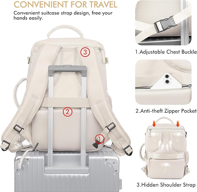 Beraliy Travel Backpack, Large Carry On Backpack, Personal Item Travel Bag - Image 7