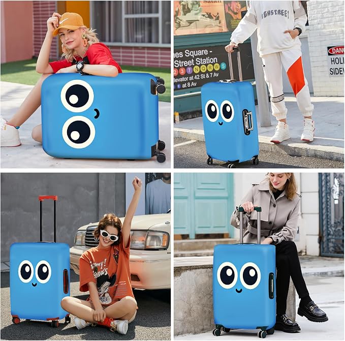 ANNA QUEEN Cute Smiley Face Luggage Cover, Stretchable, Washable Travel Cover - Image 7