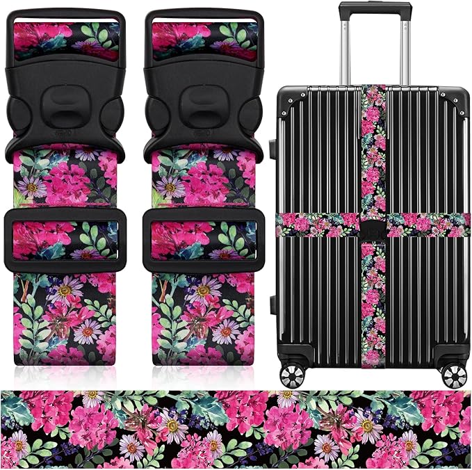 2 Pack Luggage Straps for Suitcases, Adjustable Travel Belt by ZHOMA