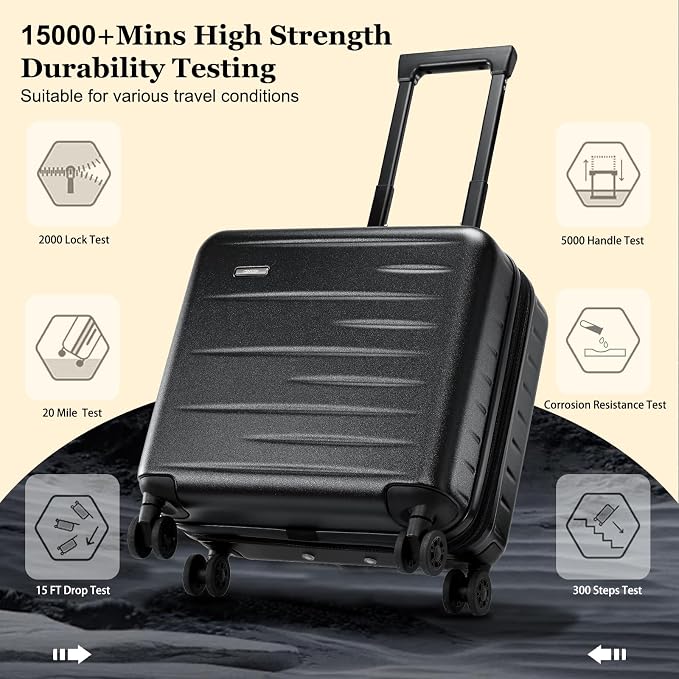 16 Inch Carry On Luggage Airline Approved, Expandable Lightweight ABS+PC Hard - Image 7