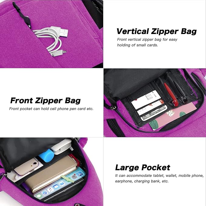 MOSISO Sling Backpack, Canvas Crossbody Hiking Daypack Bag - Image 4
