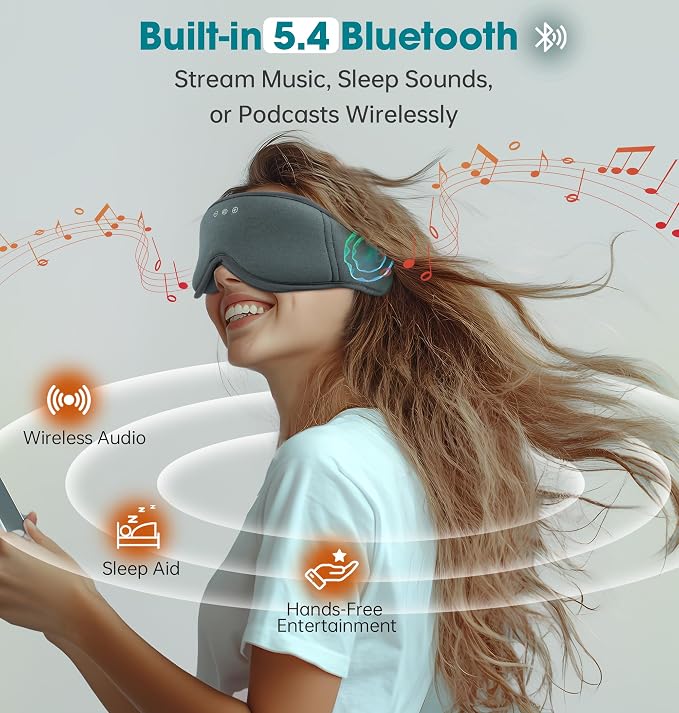 Sleep Mask with Headphones Bluetooth 5.4，LC-dolida 2025 New 3D Bluetooth Sleep - Image 4