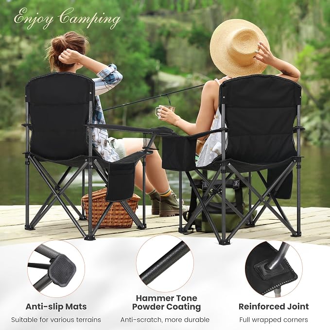 HIGH POINT SPORTS Oversized Camping Folding Chair, Heavy Duty Portable Lawn - Image 4