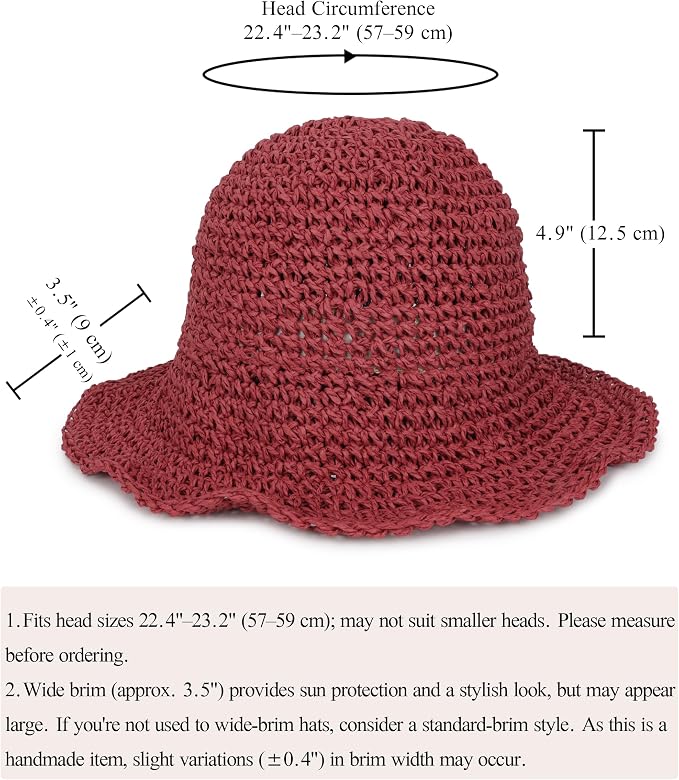 Womens Wide Brim Straw Sun Hat Foldable Floppy Crochet Beach Hat - Image 7