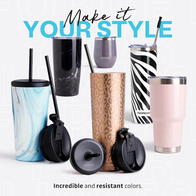 NORDAY | Tumbler with Lid - 30oz - Blush Glitter Insulated Tumbler - Stainless - Image 7